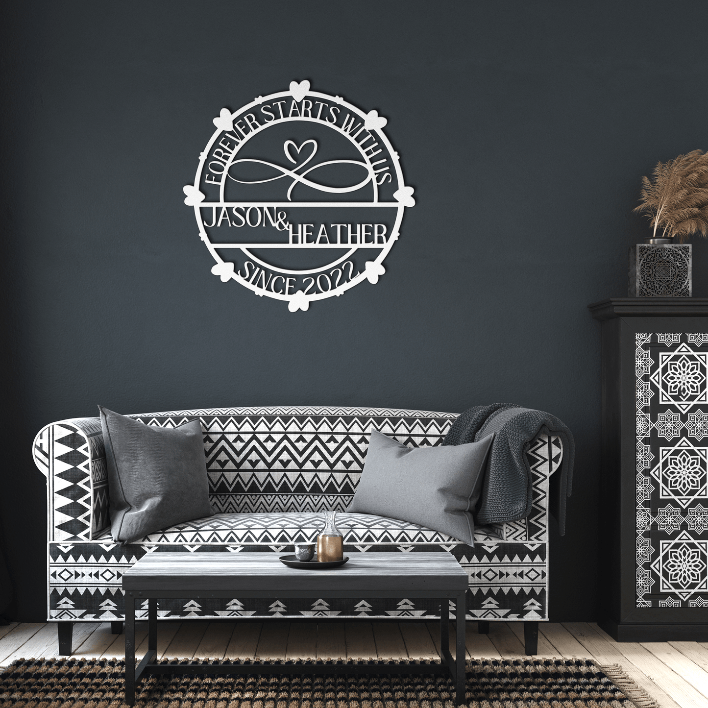 Personalized Metal Wall Art Sign for Couples