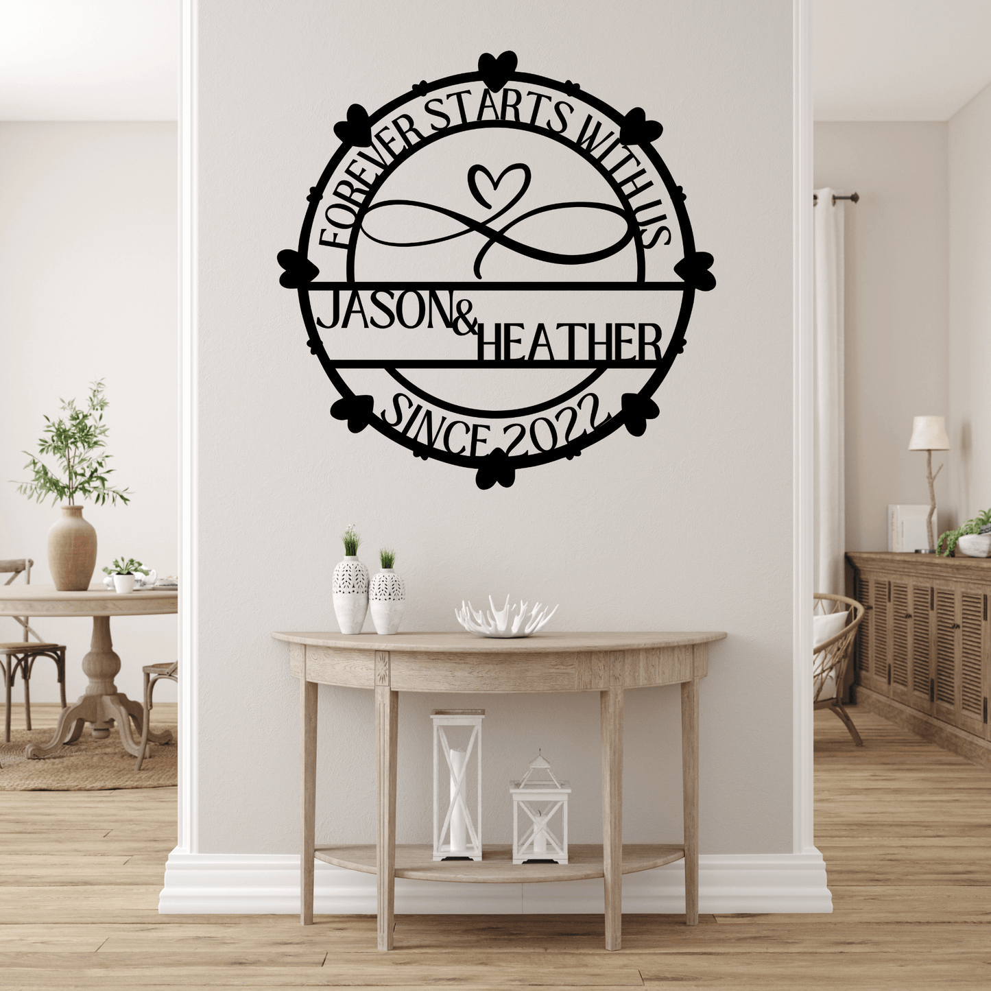 Personalized Metal Wall Art Sign for Couples