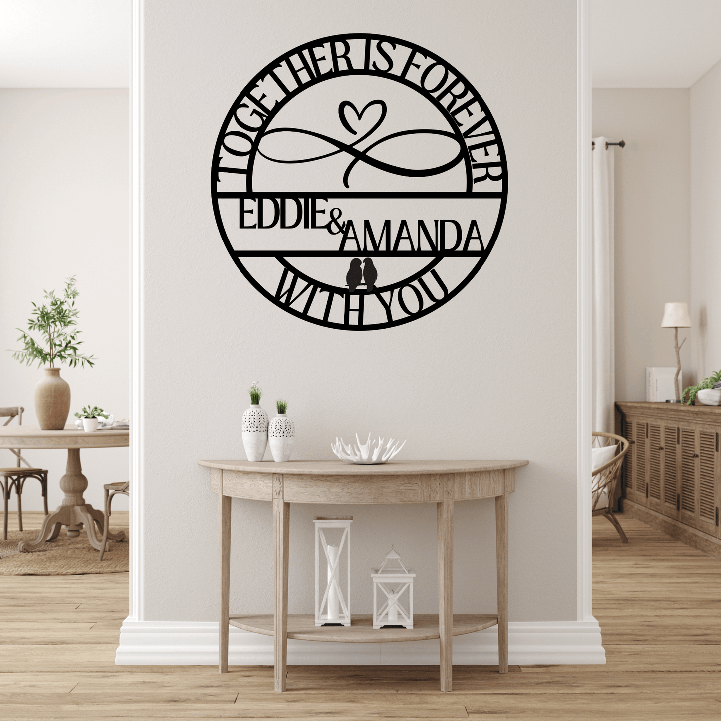 Personalized Heart Infinity Metal Wall Art Sign