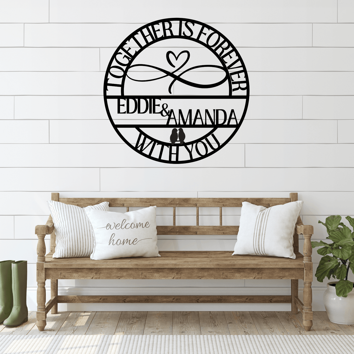 Personalized Heart Infinity Metal Wall Art Sign