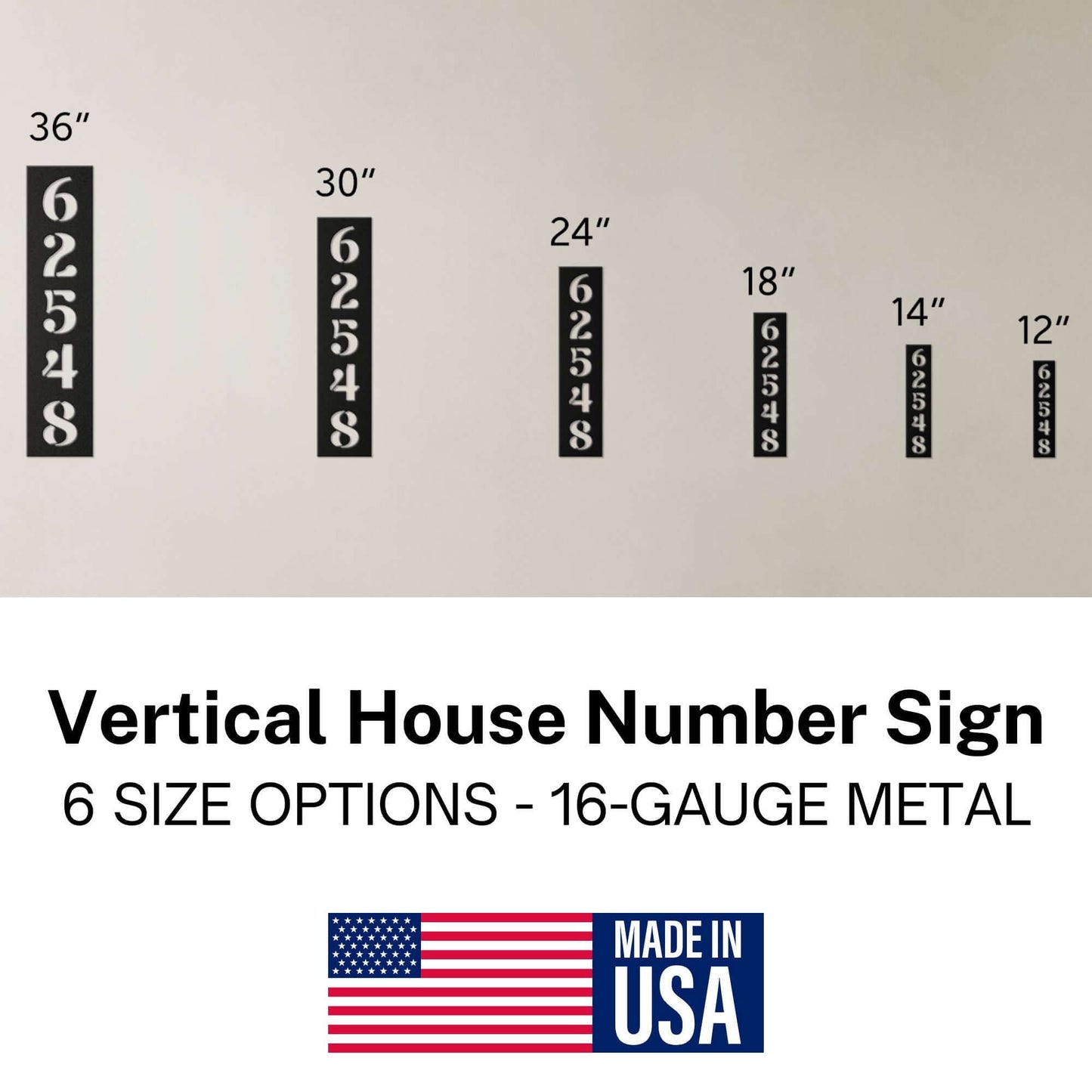 Retro Vintage Vertical Metal House Number Sign