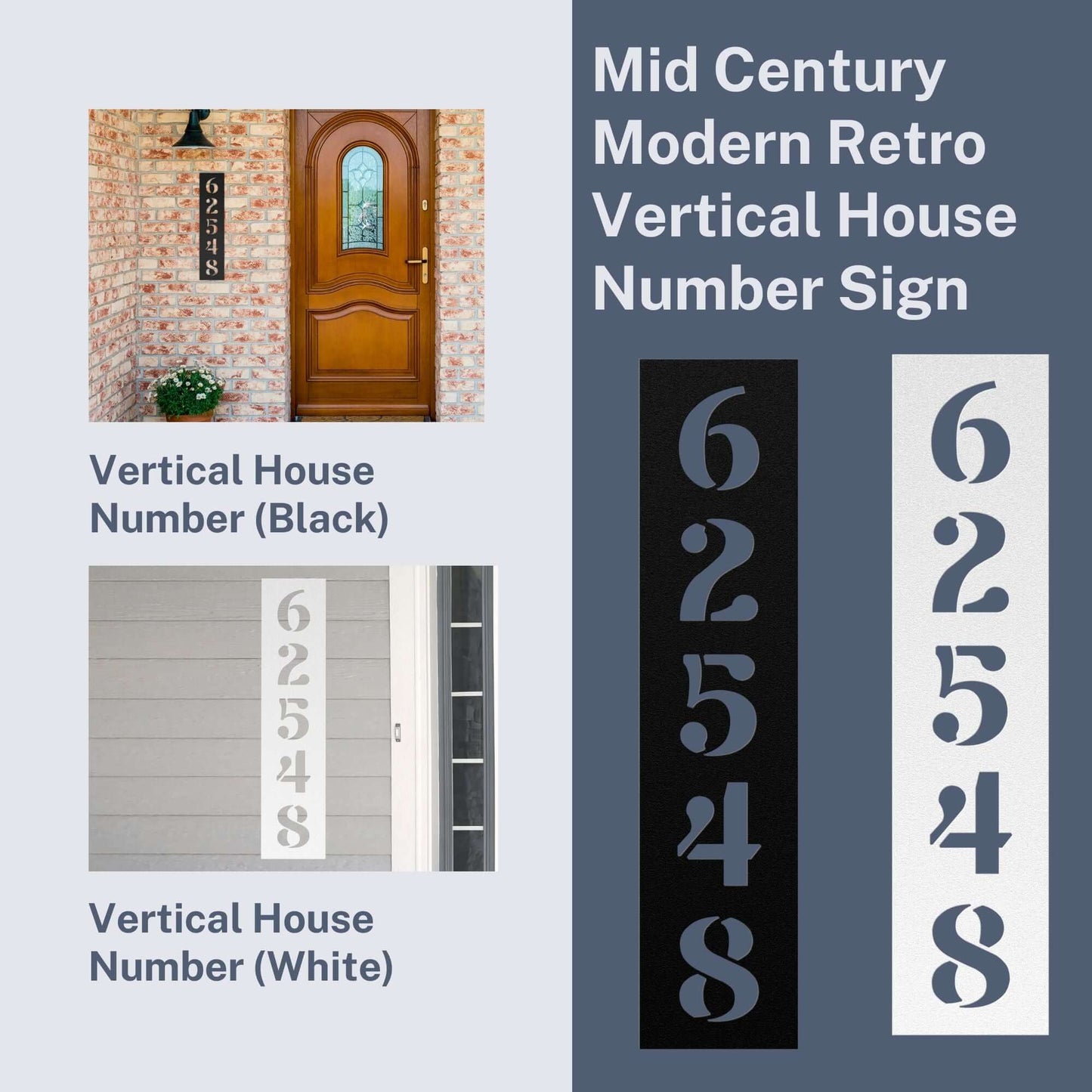 Retro Vintage Vertical Metal House Number Sign