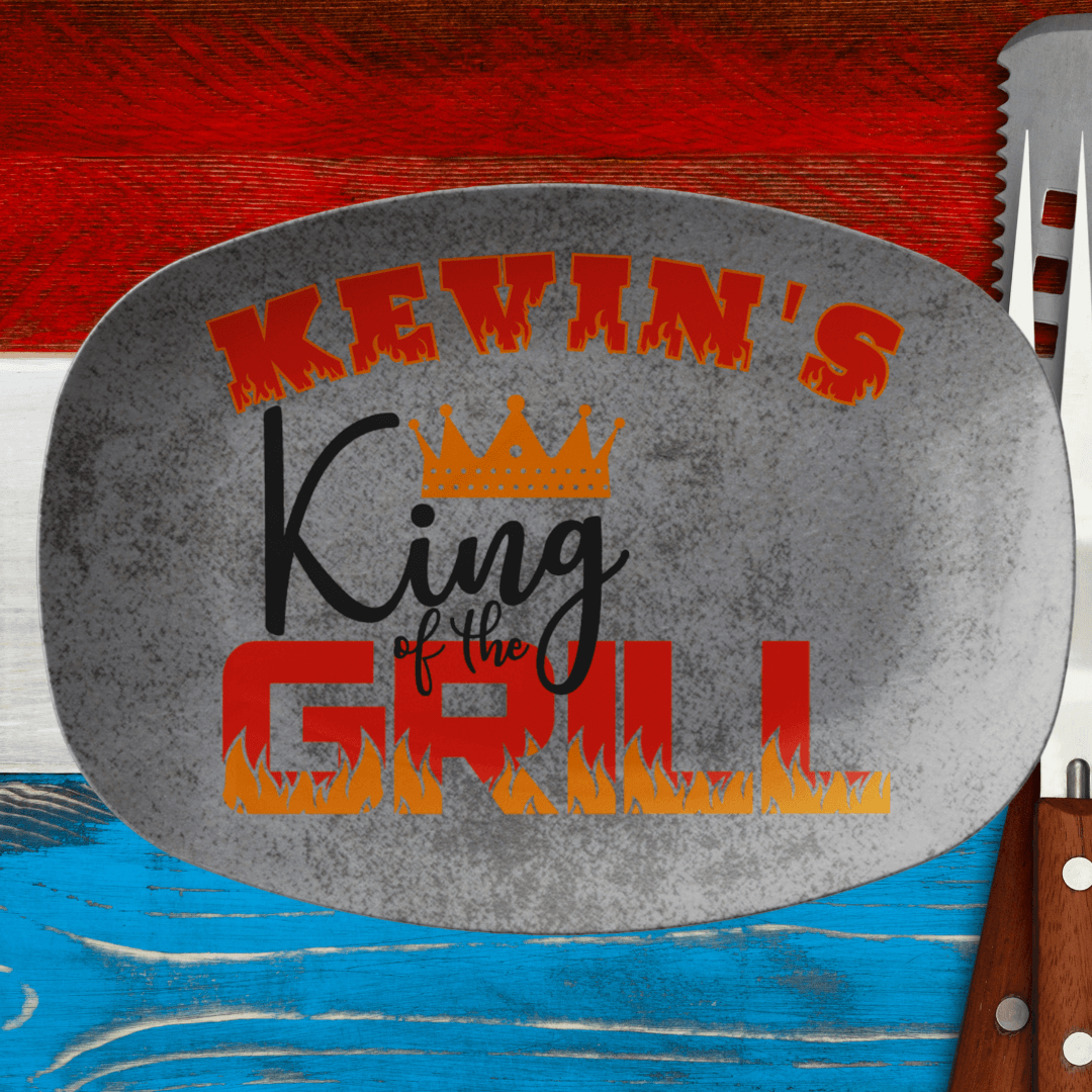 King Of The Grill - Personalized Grilling Plate - BBQ Gifts