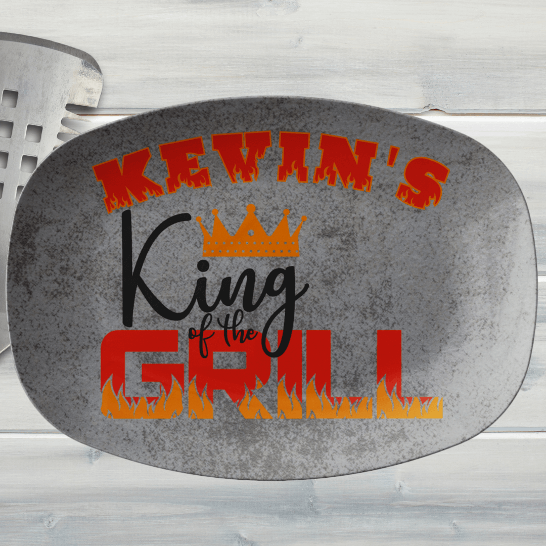 King Of The Grill - Personalized Grilling Plate - BBQ Gifts