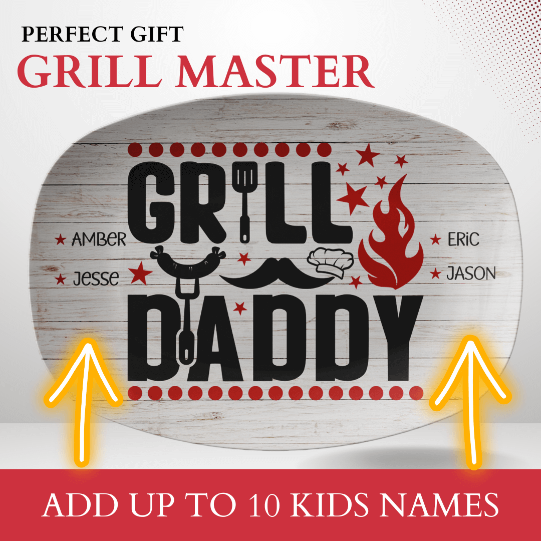 Grill Daddy Personalized Grilling Platter For Dad With Kid's Names