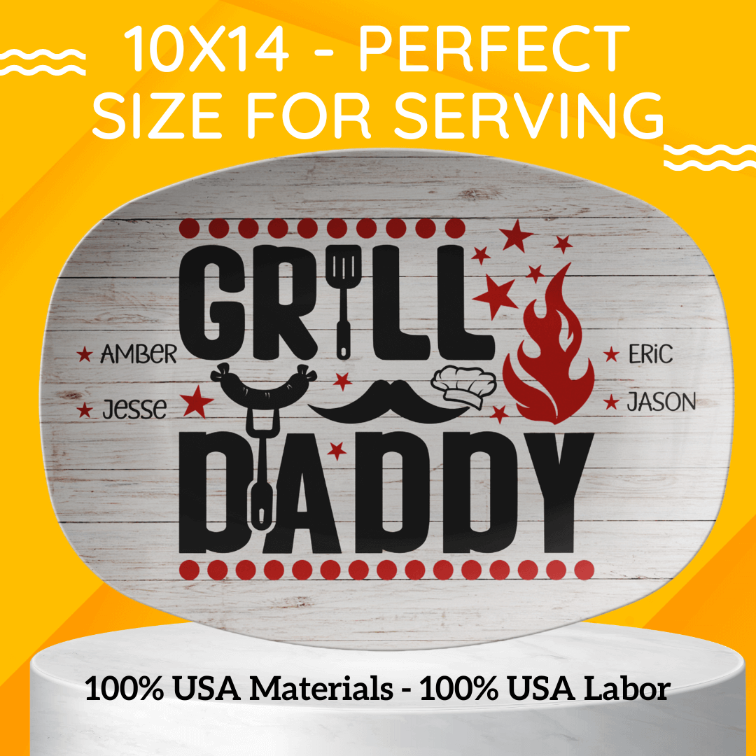 Grill Daddy Personalized Grilling Platter For Dad With Kid's Names