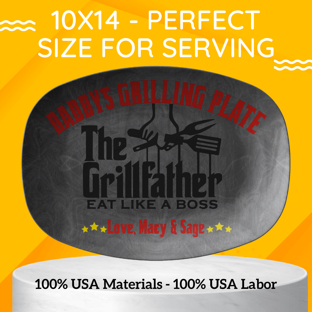 The Grillfather Eat Like A Boss Personalized Name Grilling Plate