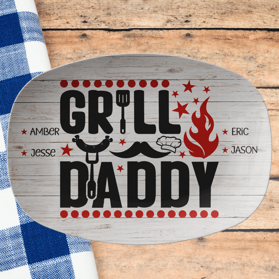 Grill Daddy Personalized Grilling Platter For Dad With Kid's Names