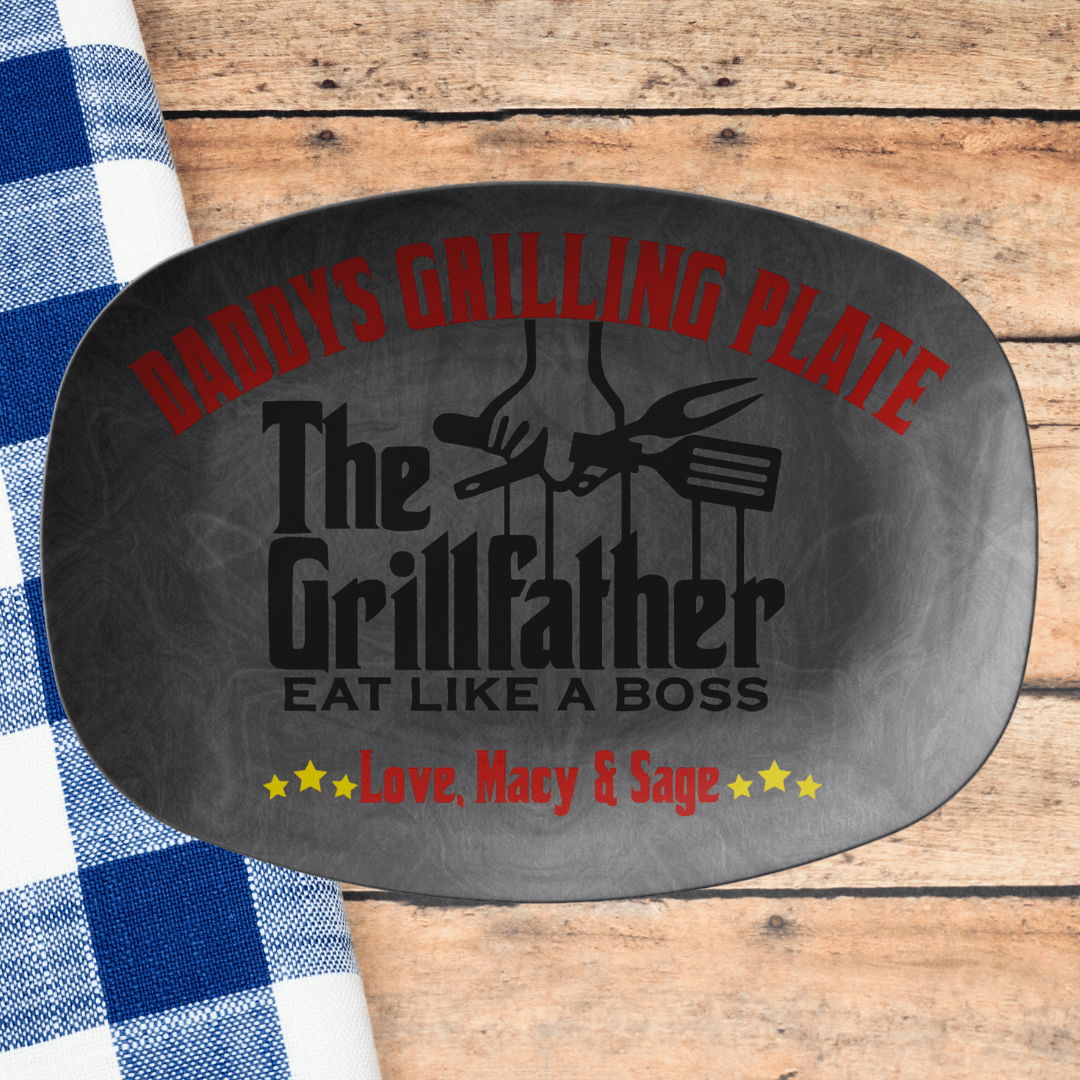 The Grillfather Eat Like A Boss Personalized Name Grilling Plate