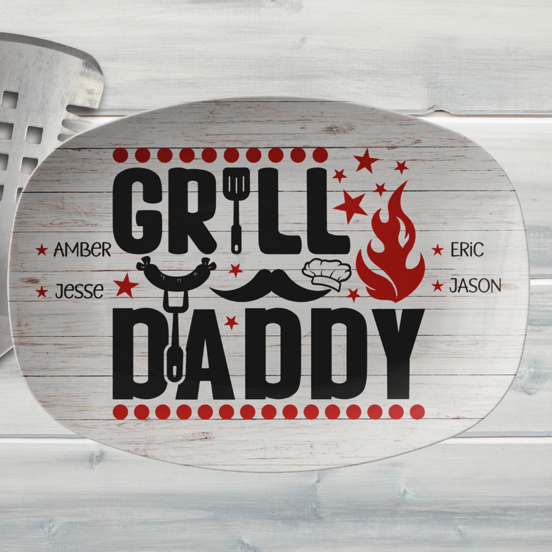 Grill Daddy Personalized Grilling Platter For Dad With Kid's Names