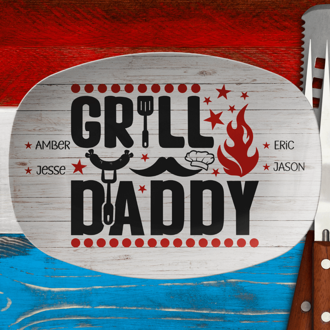 Grill Daddy Personalized Grilling Platter For Dad With Kid's Names