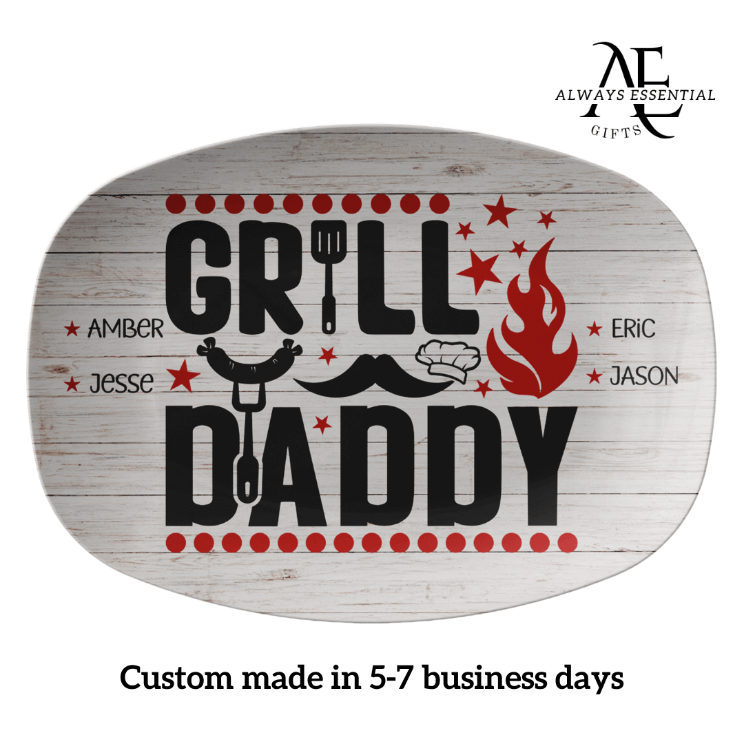 Grill Daddy Personalized Grilling Platter For Dad With Kid's Names