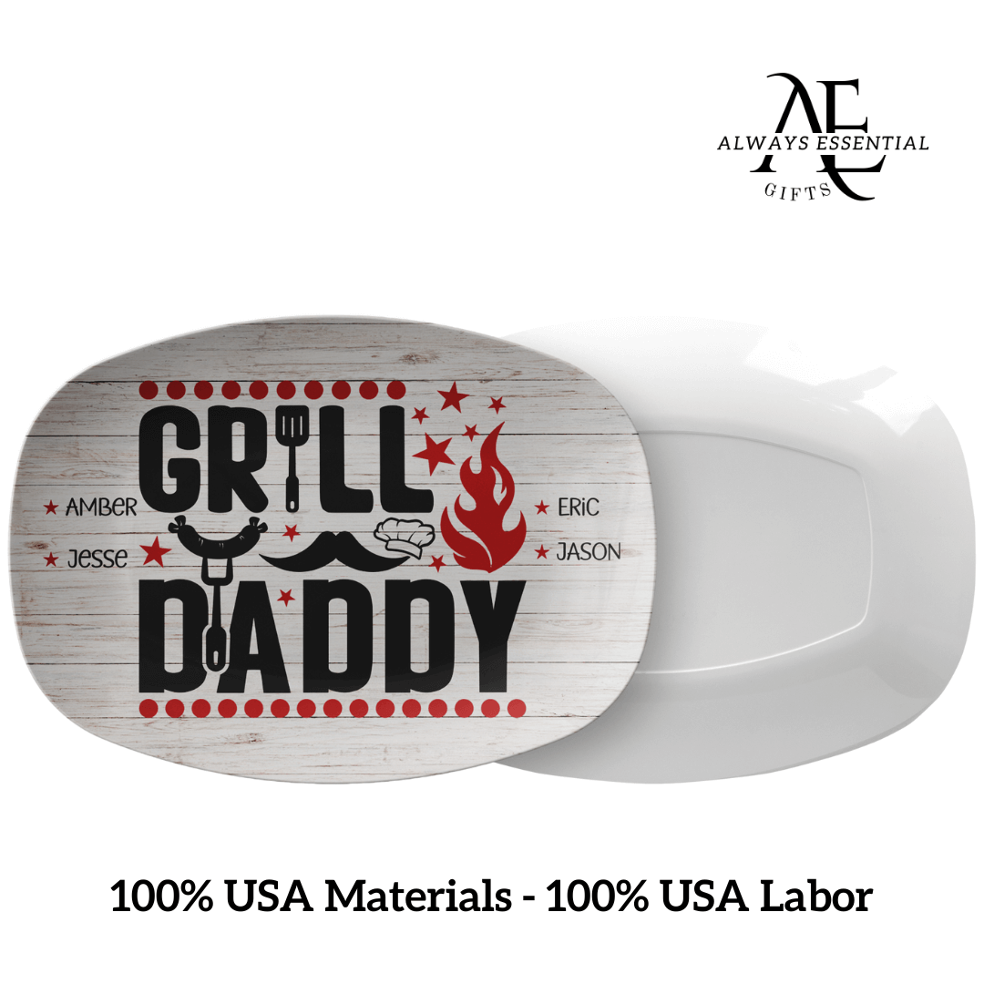 Grill Daddy Personalized Grilling Platter For Dad With Kid's Names