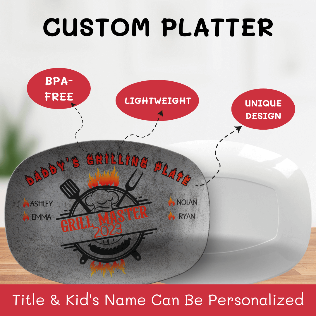 BBQ Gifts, Personalized Grilling Plate, Grill Master, Custom Platter