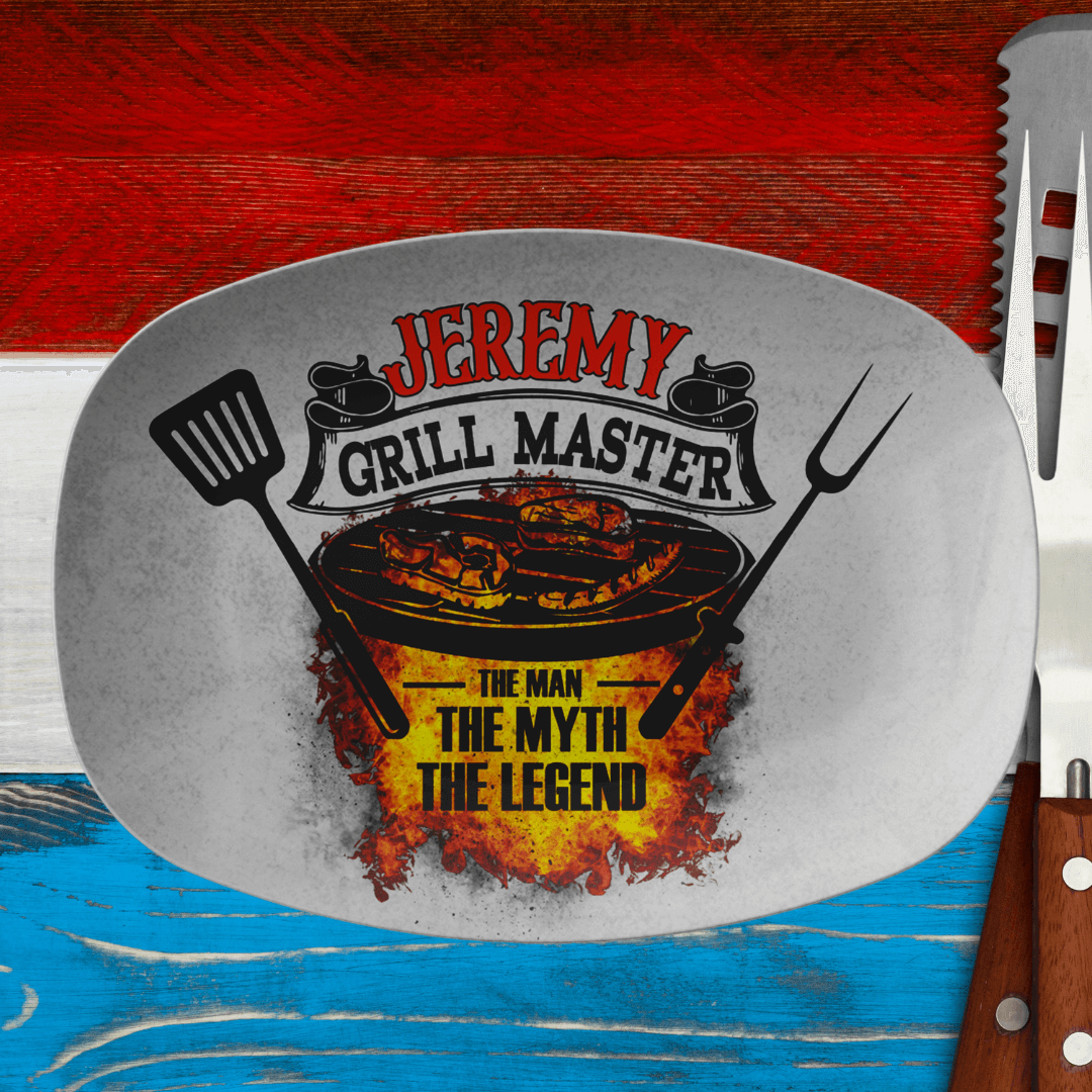 Grill Master The Man The Myth The Legend Personalized Name Grilling Platter