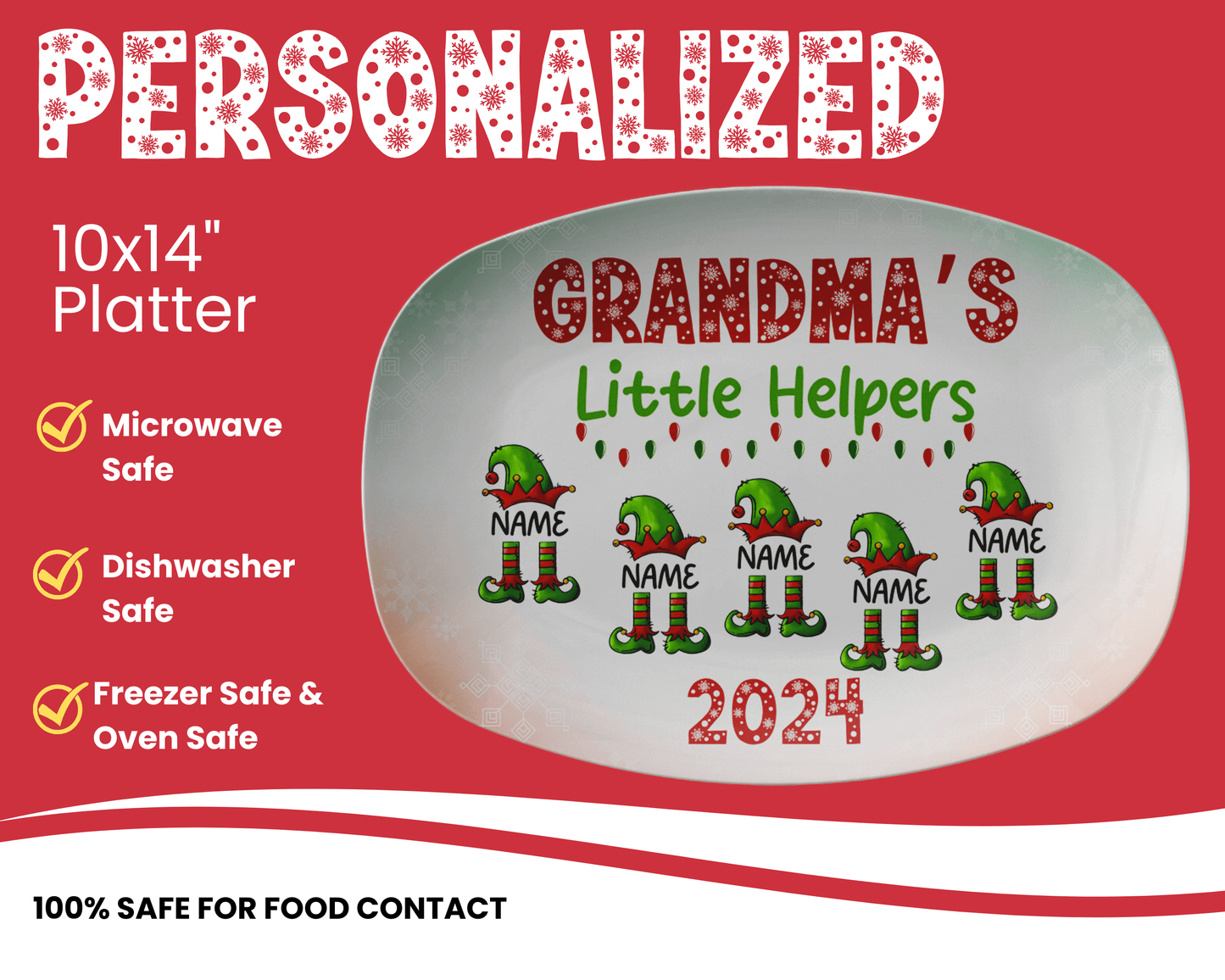 Personalized Christmas Grandma Plate With Grandkids Names