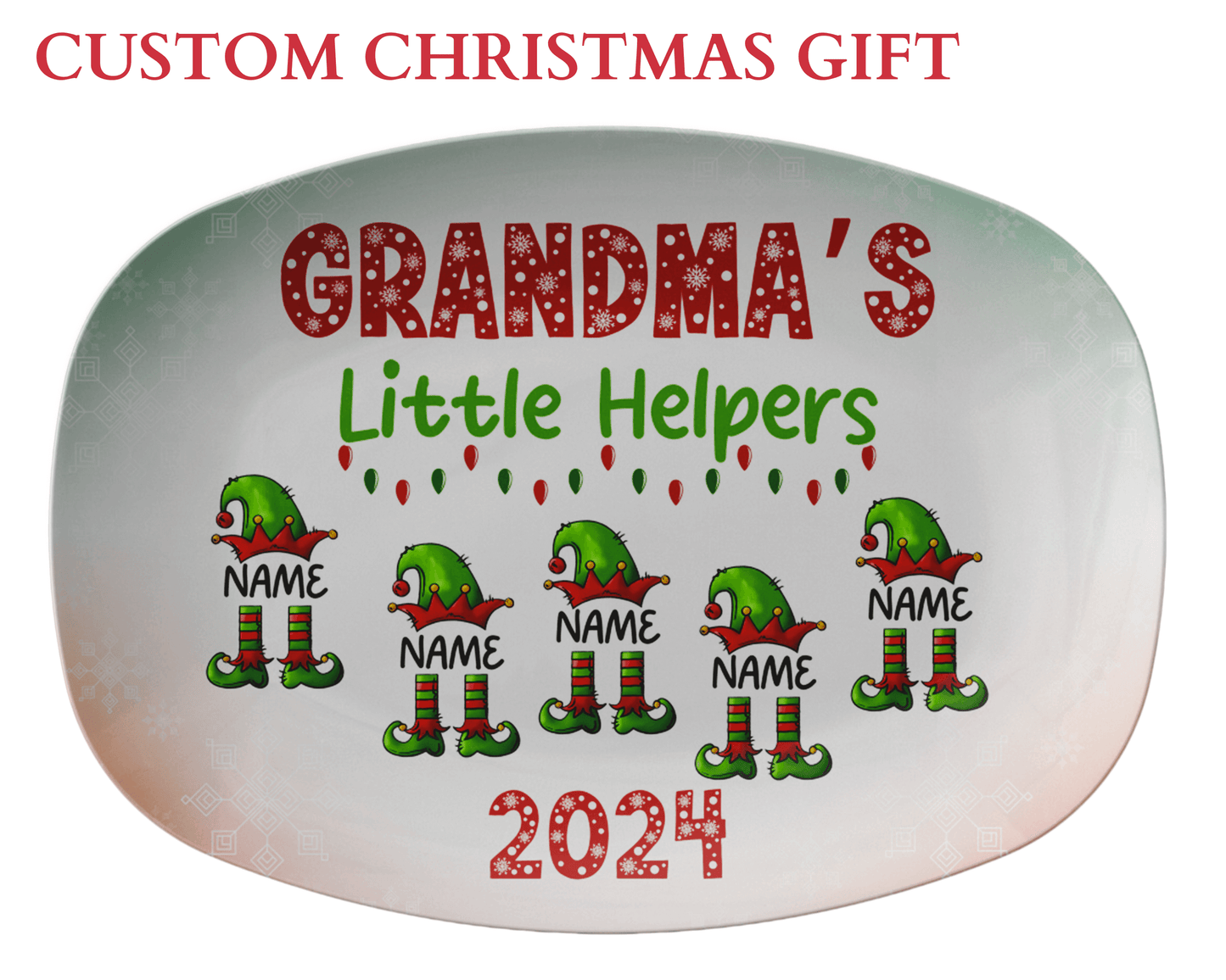 Personalized Christmas Grandma Plate With Grandkids Names