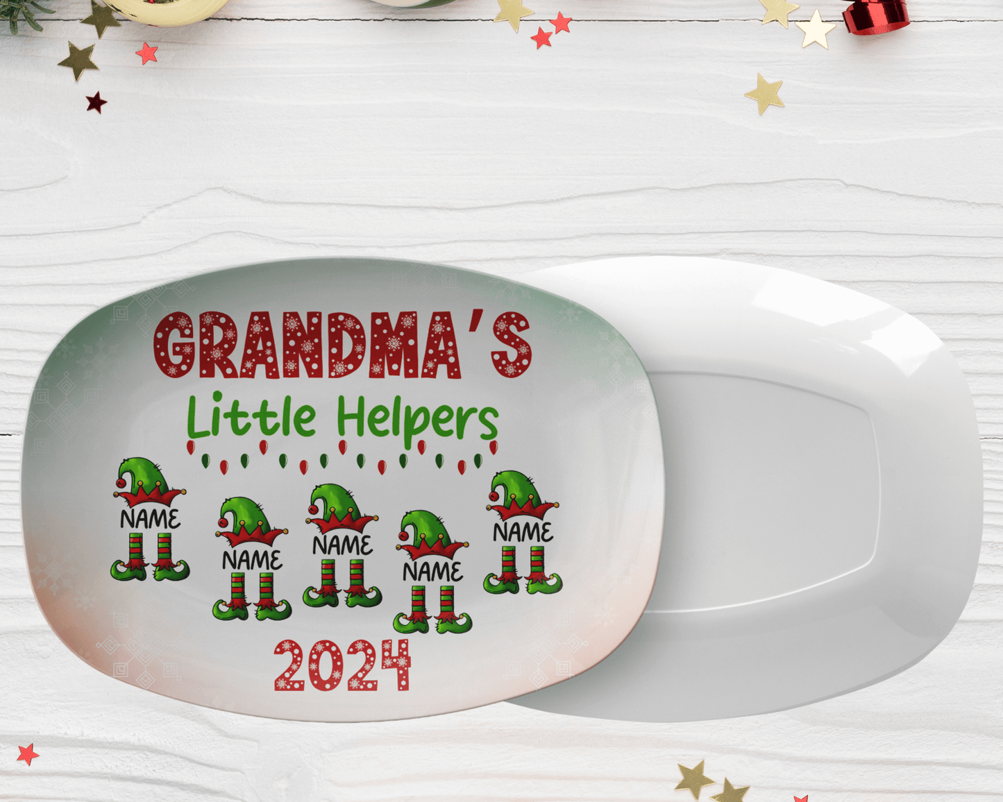 Personalized Christmas Grandma Plate With Grandkids Names