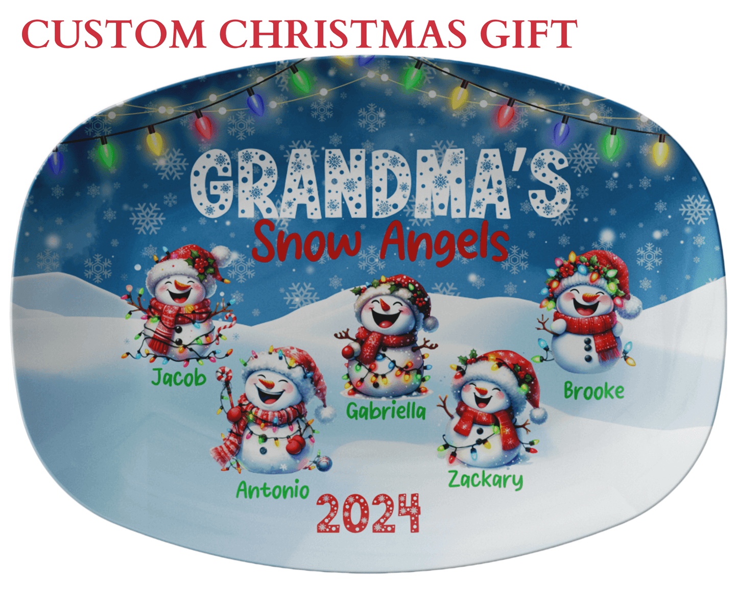 Personalized Christmas Platter with customizable names for Grandma or Nana