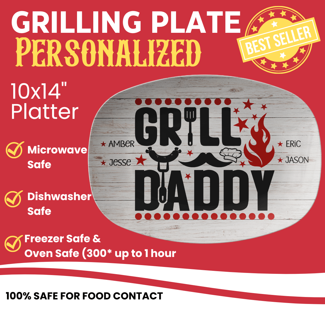 Grill Daddy Personalized Grilling Platter For Dad With Kid's Names