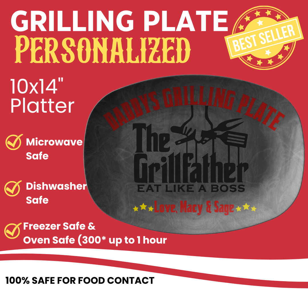 The Grillfather Eat Like A Boss Personalized Name Grilling Plate