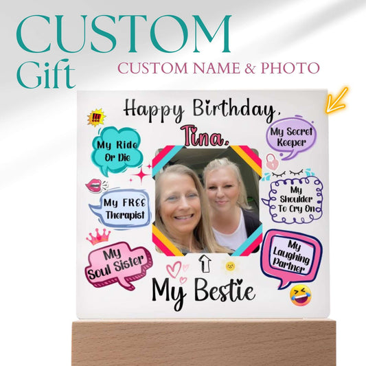 My Bestie Happy Birthday Custom Acrylic Plaque With Name & Photo