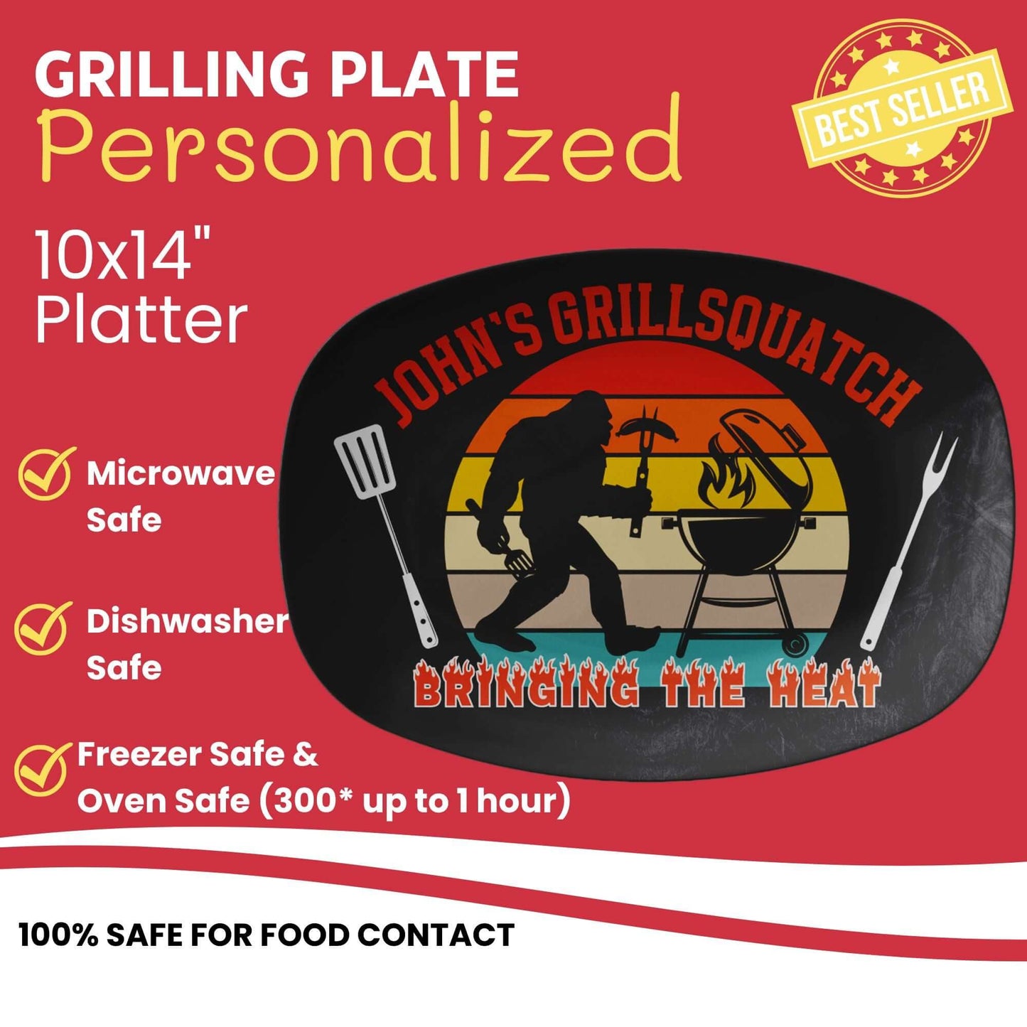 Personalized Grilling Plate Bigfoot Gift, Custom Grill Platter