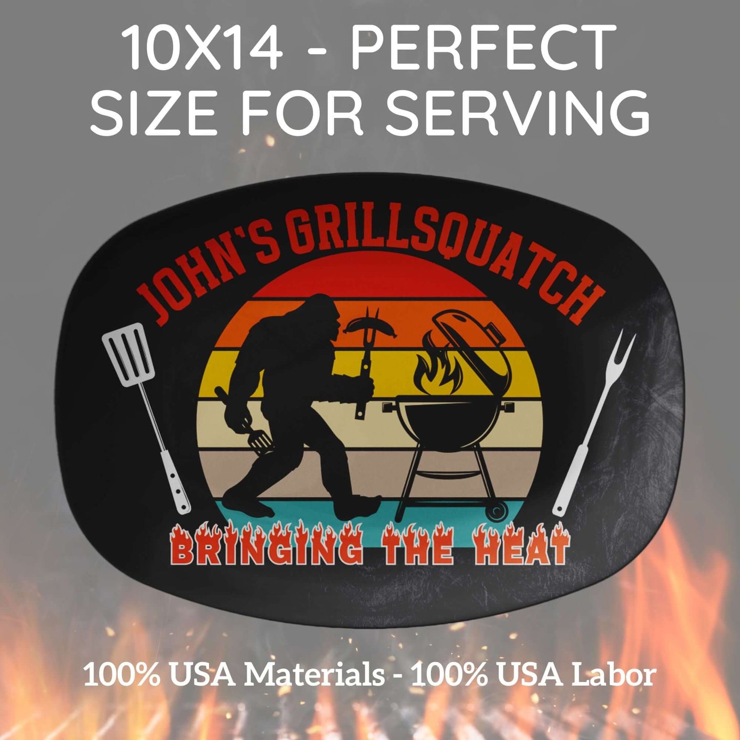 Personalized Grilling Plate Bigfoot Gift, Custom Grill Platter