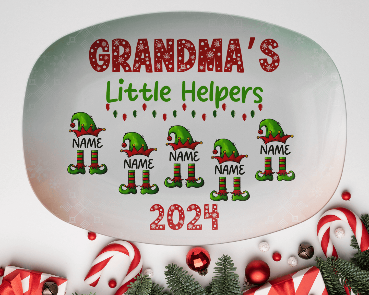 Personalized Christmas Grandma Plate With Grandkids Names