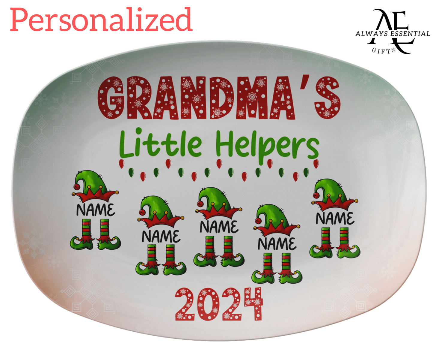 Personalized Christmas Grandma Plate With Grandkids Names