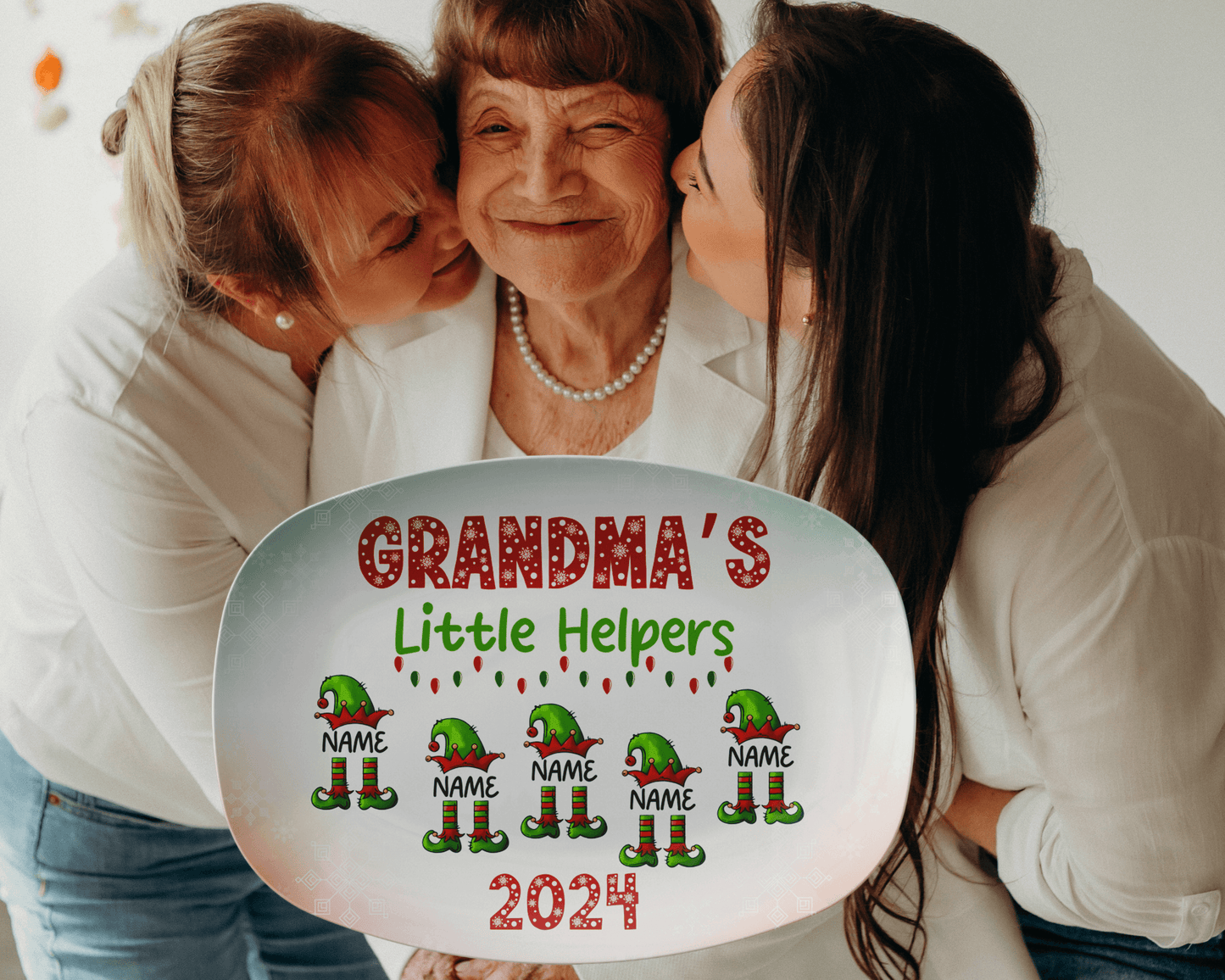 Personalized Christmas Grandma Plate With Grandkids Names