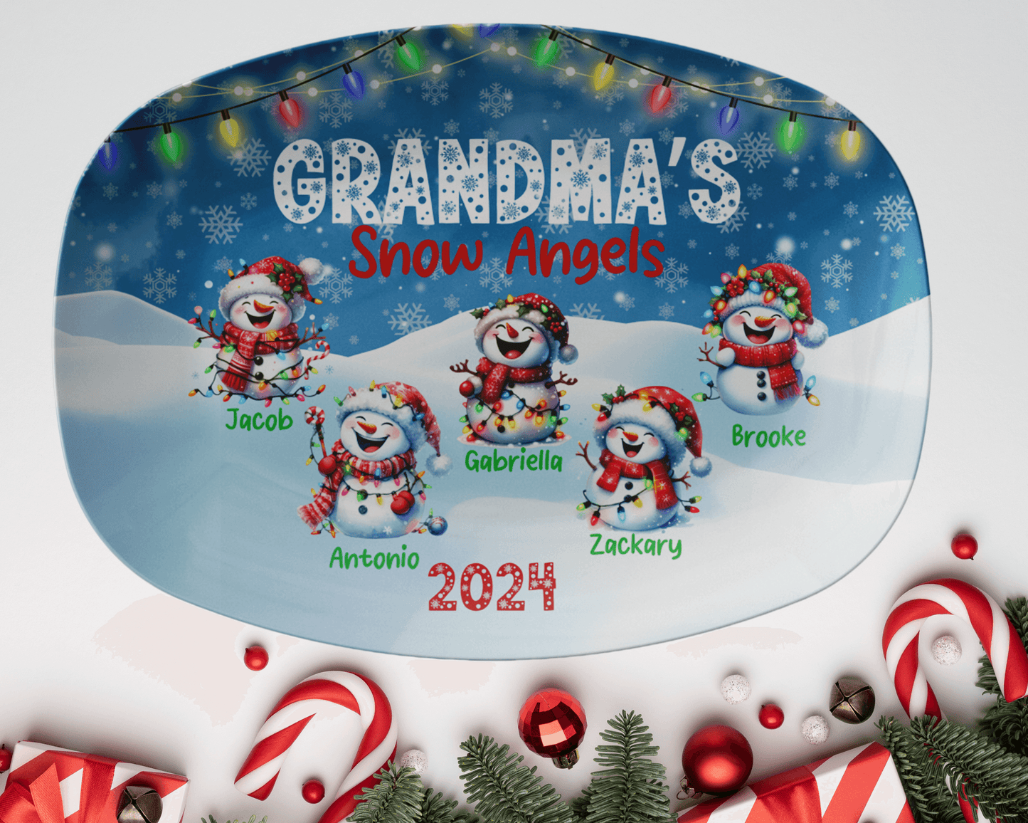 Personalized Christmas Platter with customizable names for Grandma or Nana