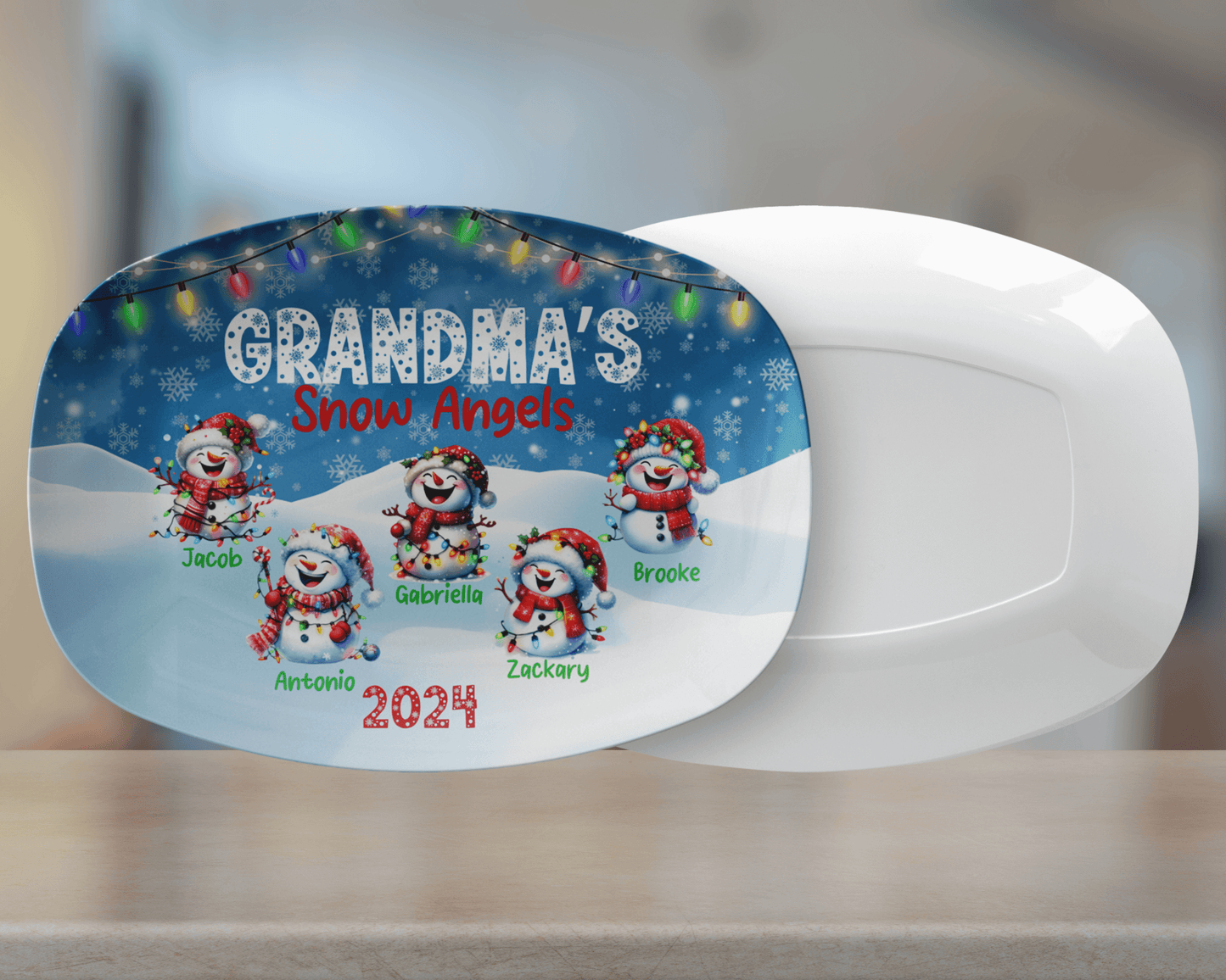 Personalized Christmas Platter with customizable names for Grandma or Nana