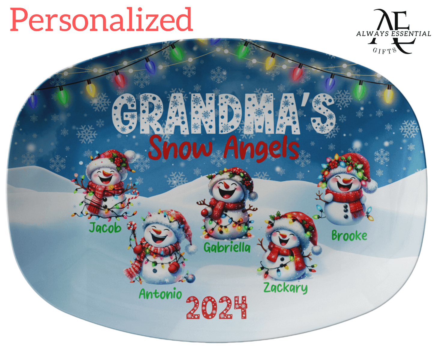 Personalized Christmas Platter with customizable names for Grandma or Nana