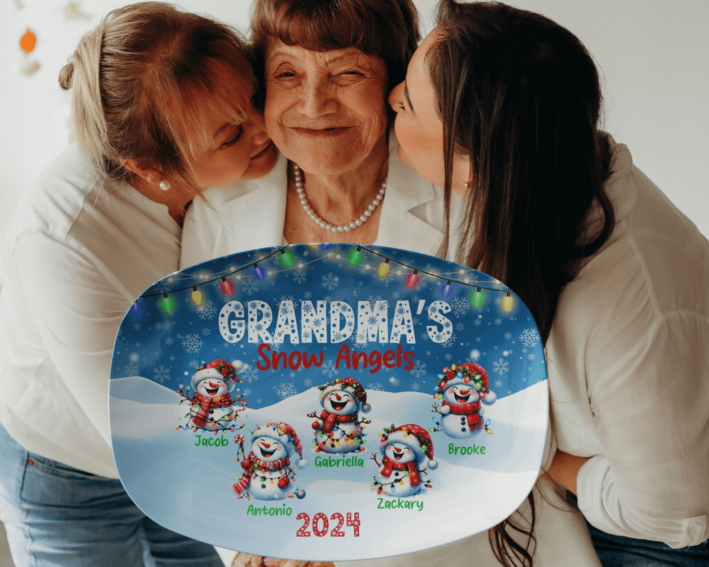 Personalized Christmas Platter with customizable names for Grandma or Nana