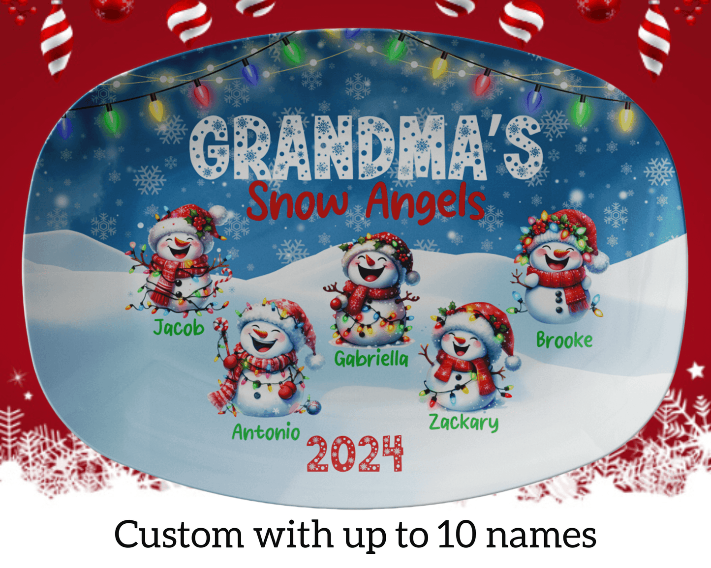 Personalized Christmas Platter with customizable names for Grandma or Nana