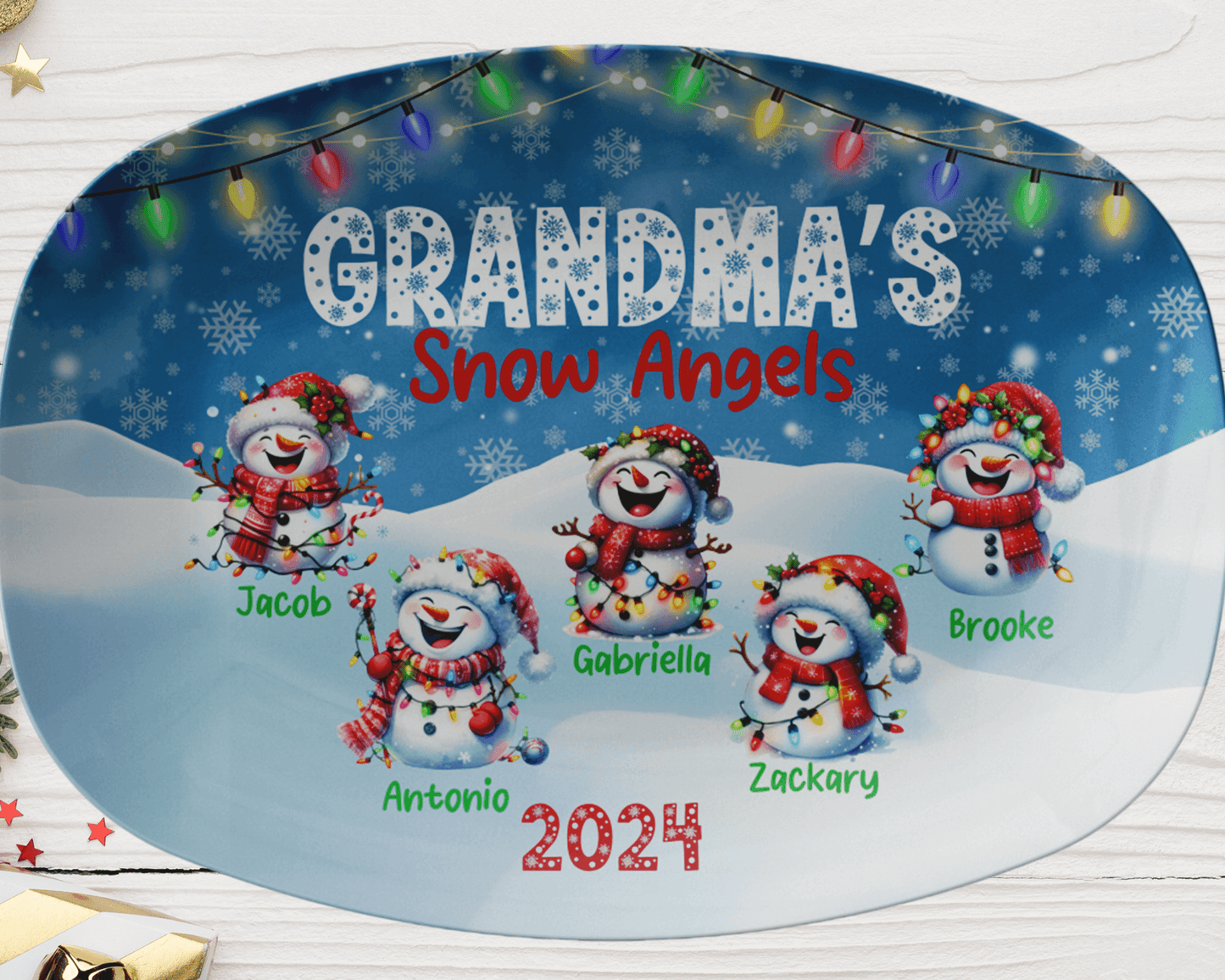 Personalized Christmas Platter with customizable names for Grandma or Nana