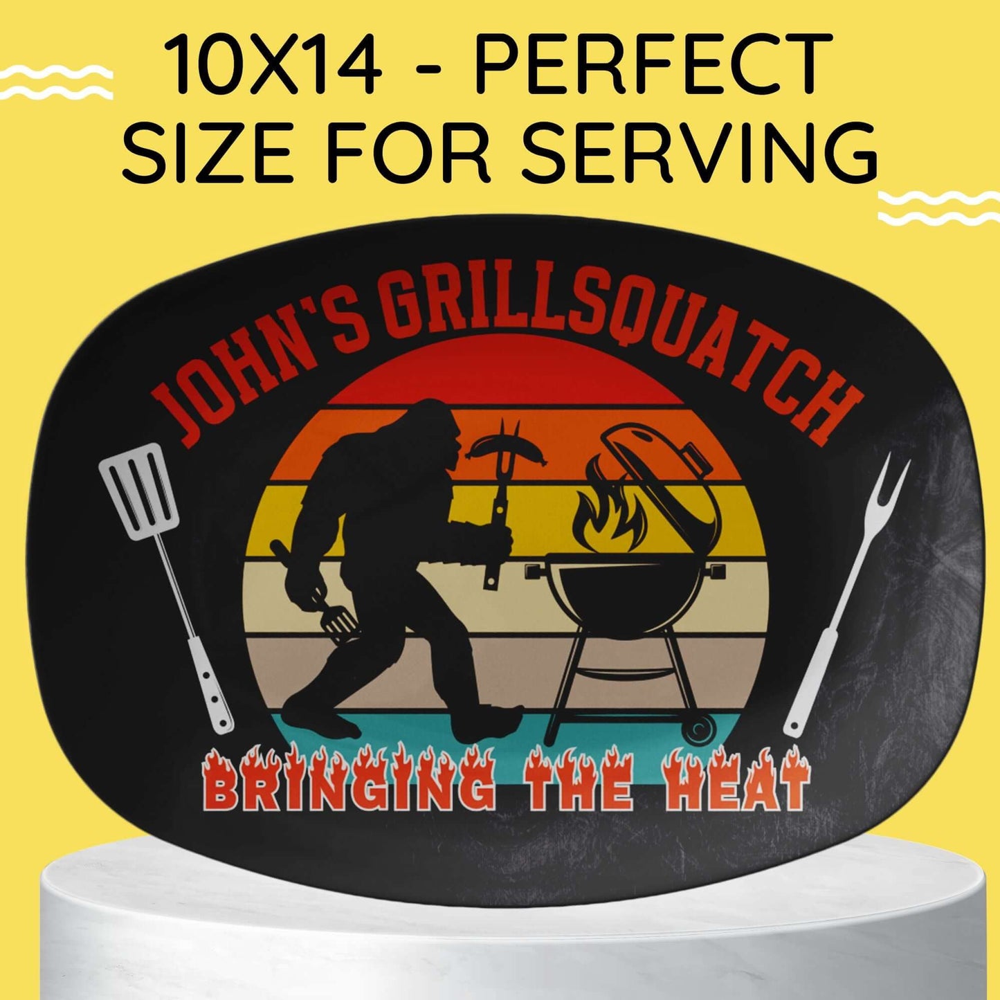 Personalized Grilling Plate Bigfoot Gift, Custom Grill Platter