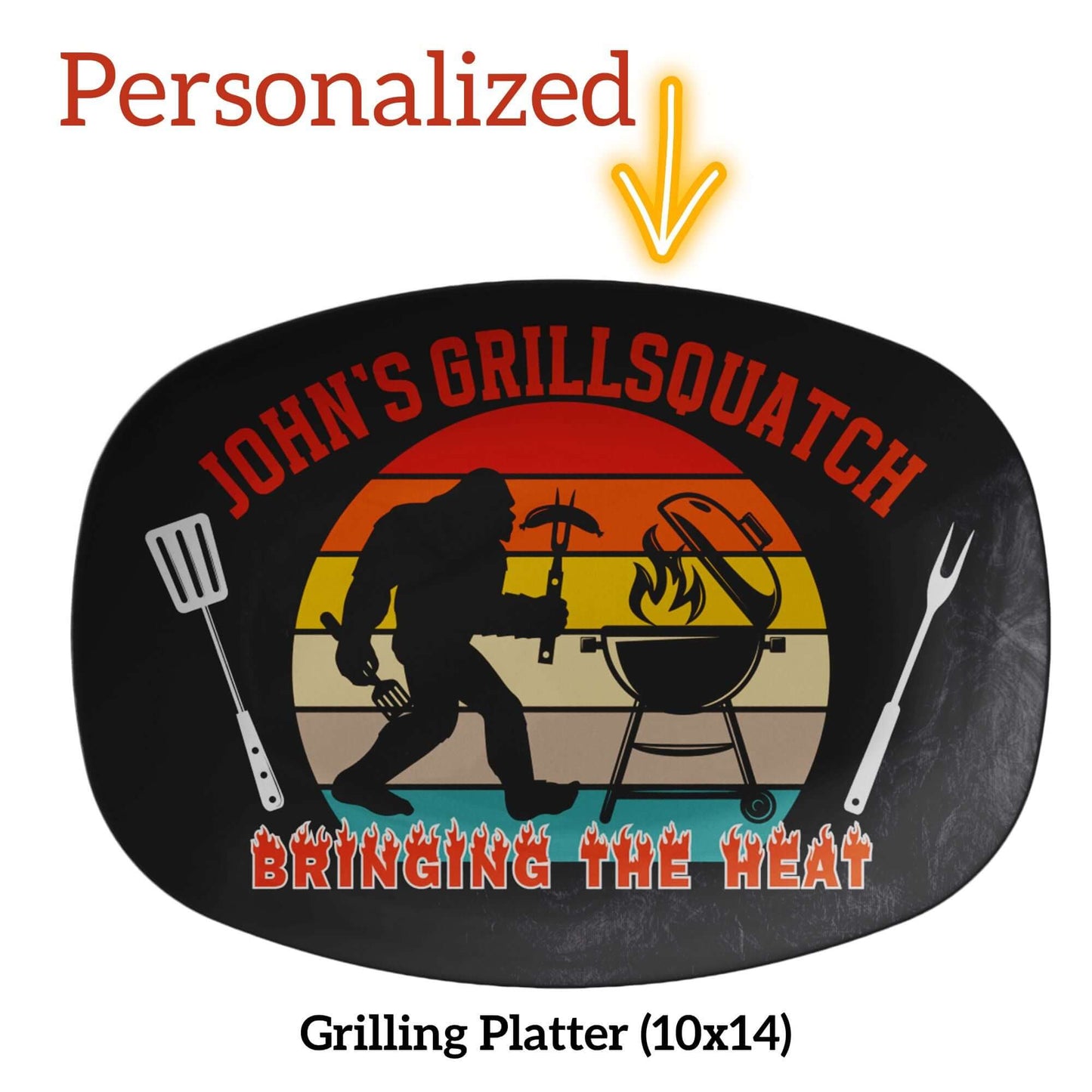 Personalized Grilling Plate Bigfoot Gift, Custom Grill Platter