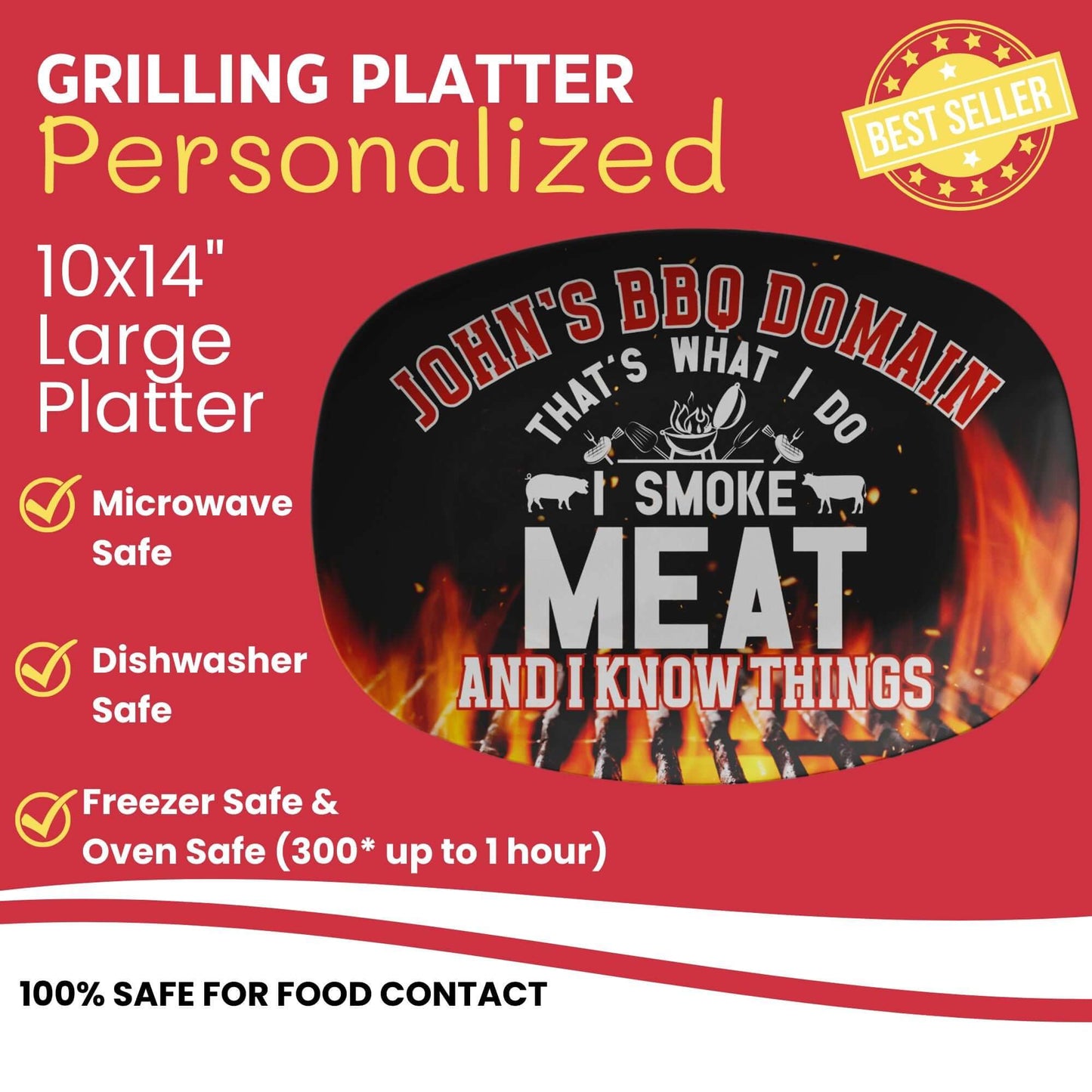 Personalized Grilling Platter, Custom BBQ Grill Plate Gifts For Him