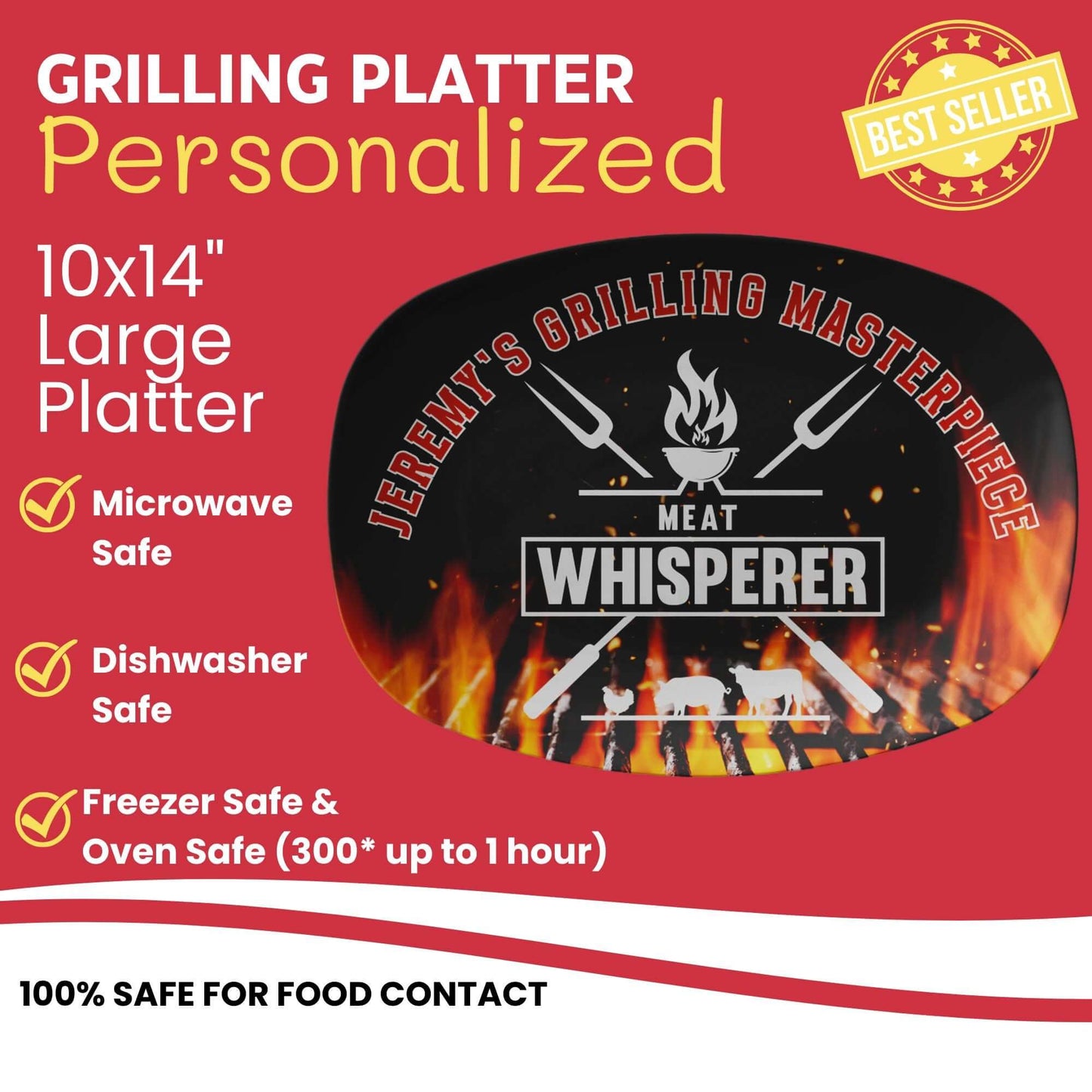 Custom Grilling Platter, Meat Whisperer Grill Plate Personalized