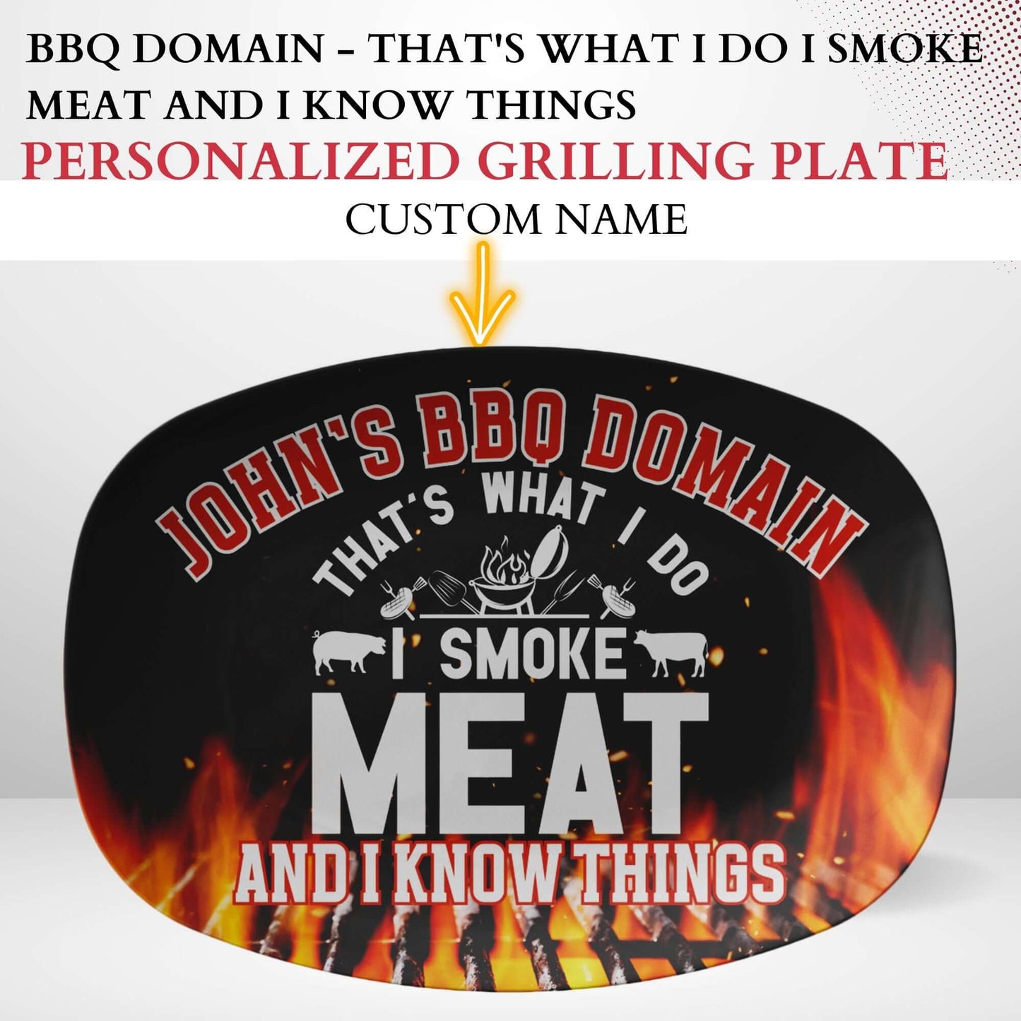 Personalized Grilling Platter, Custom BBQ Grill Plate Gifts For Him