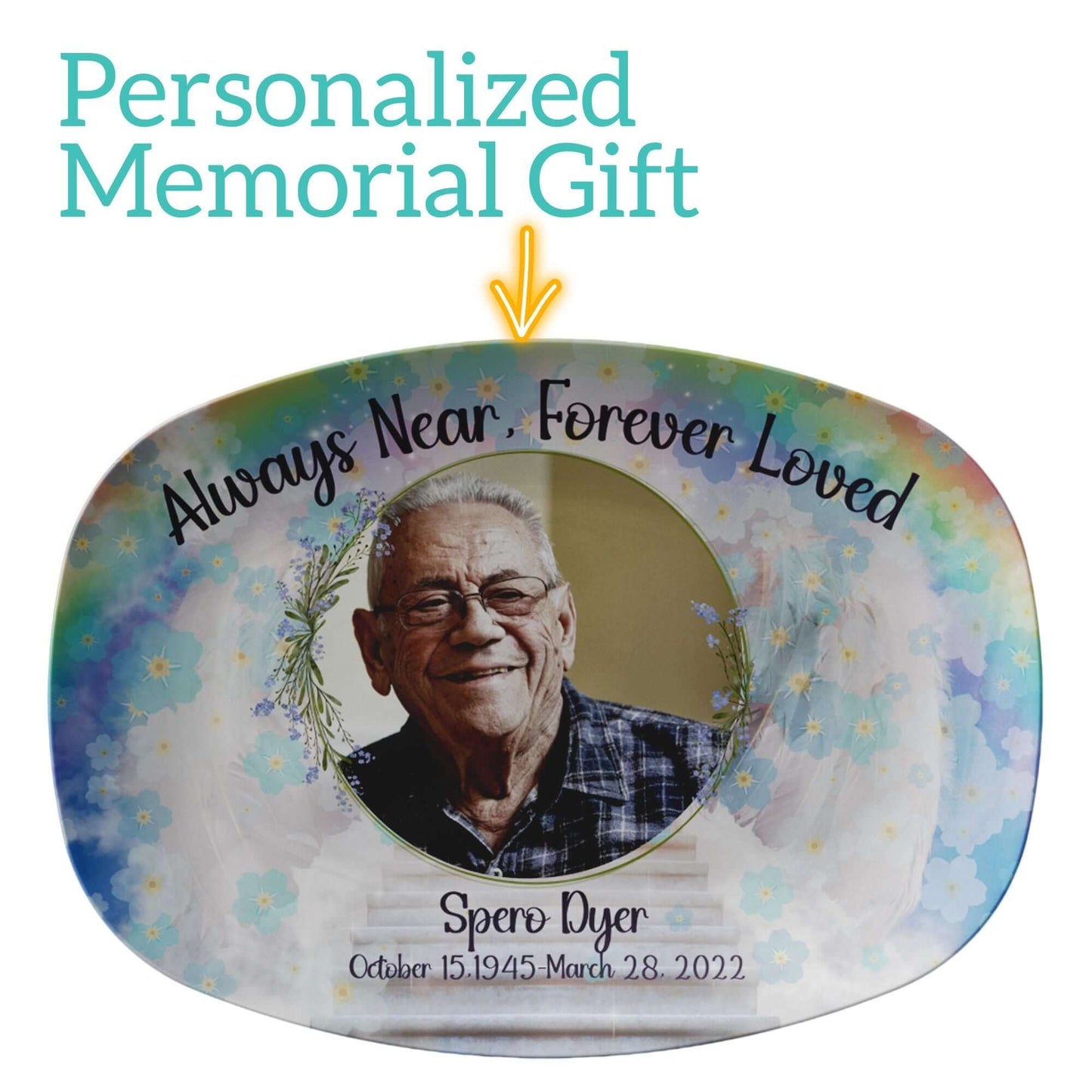 Forget Me Not Flower Personalized Platter Custom Photo, Names, & Dates