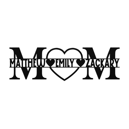 Personalized "MOM" Metal Sign With Kids Names