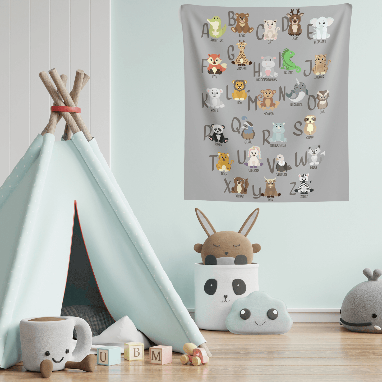 Animal Alphabet Chart Wall Tapestry - Wall Decor - Wall Hanging Art For Kids
