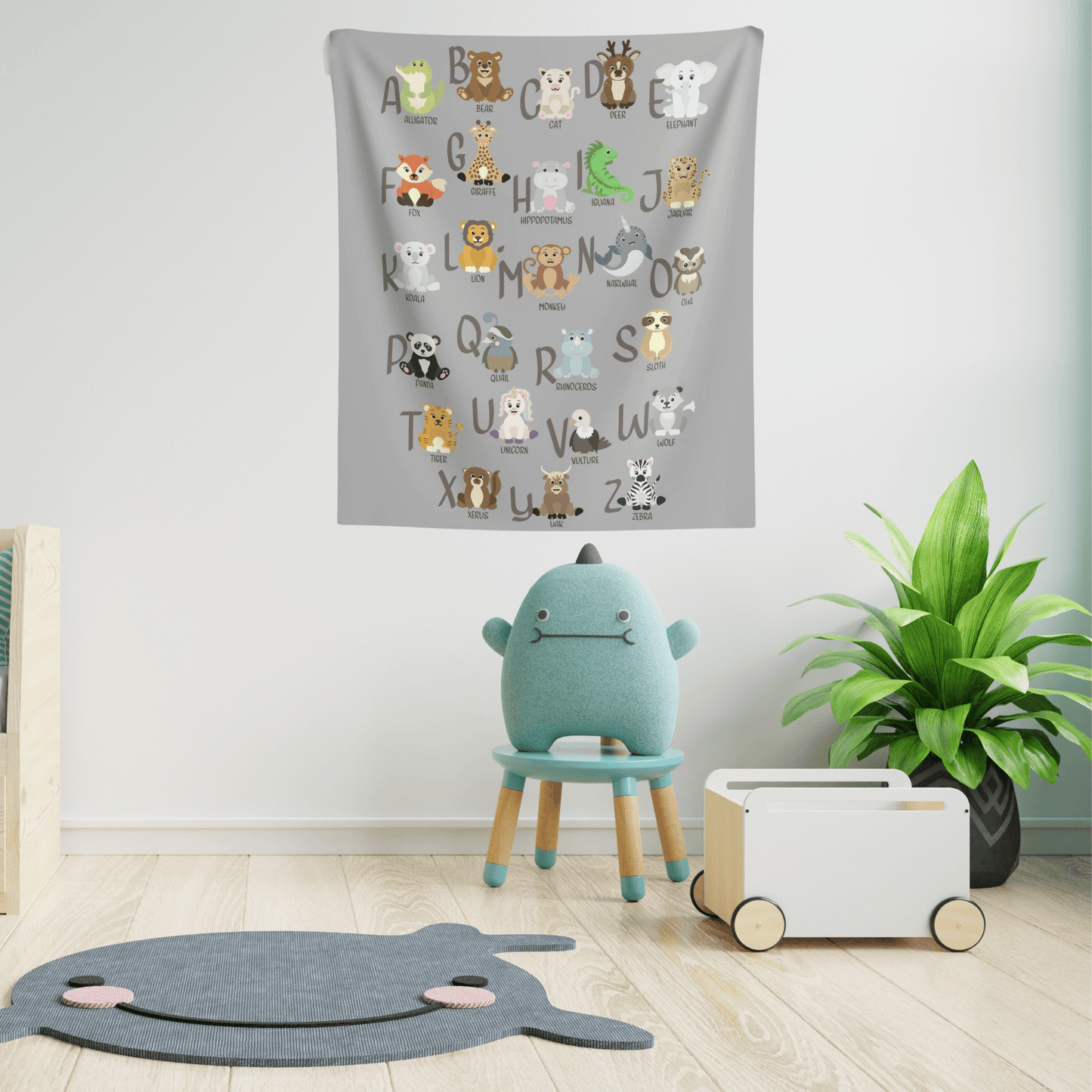 Animal Alphabet Chart Wall Tapestry - Wall Decor - Wall Hanging Art For Kids