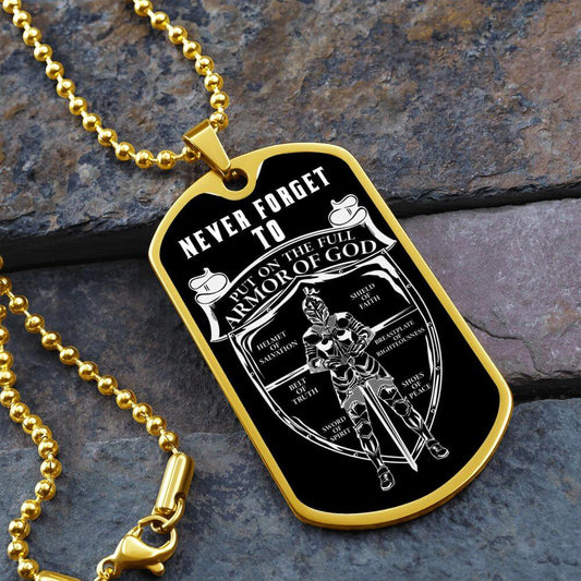 Personalized Engraved Dog Tag Necklace Full Armor Of God