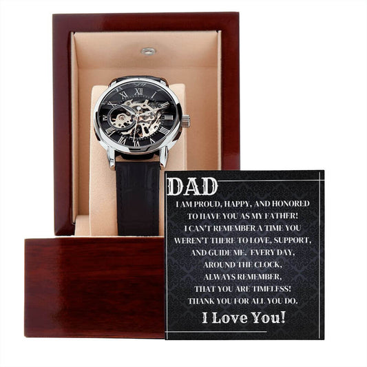 To My Dad Watch - Timeless Father's Day Or Birthday Gift - Men's Openwork Skeleton Watch