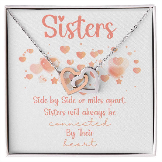To My Sister, Necklace For Sister, Gift For Sister Birthday, Sister Gift Ideas, Interlocking hearts necklace, Sisters are always connected by their heart