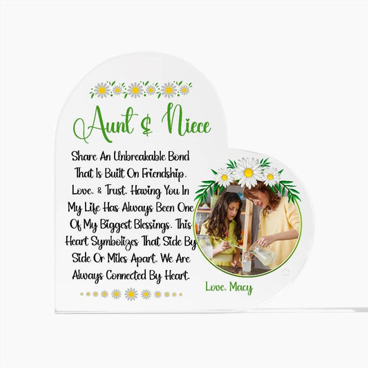 Aunt Gifts From Niece, Personalized Heart Acrylic Plaque With Your Own Photo, Best Aunt Ever